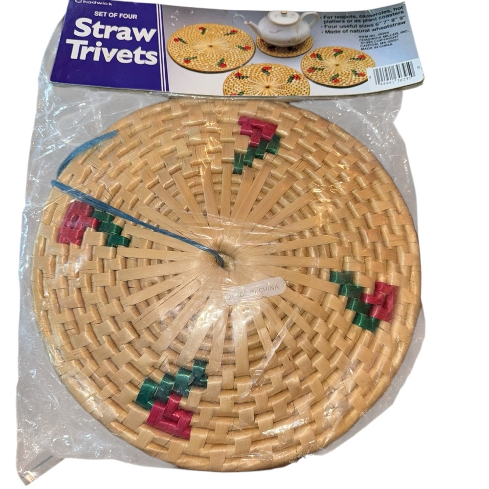 Vintage 1993 Chadwick Wheatstraw Trivets Set of 4 New in Package 4 Sizes